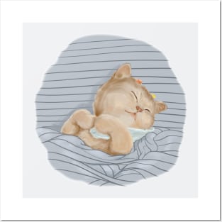 睡觉超可爱的猫咪Sleeping super cute cat Posters and Art